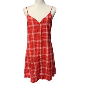 Divided H&M little red plaid mini summer dress size 8, NWT